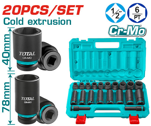20 Pcs 1/2"Dr. Impact socket set