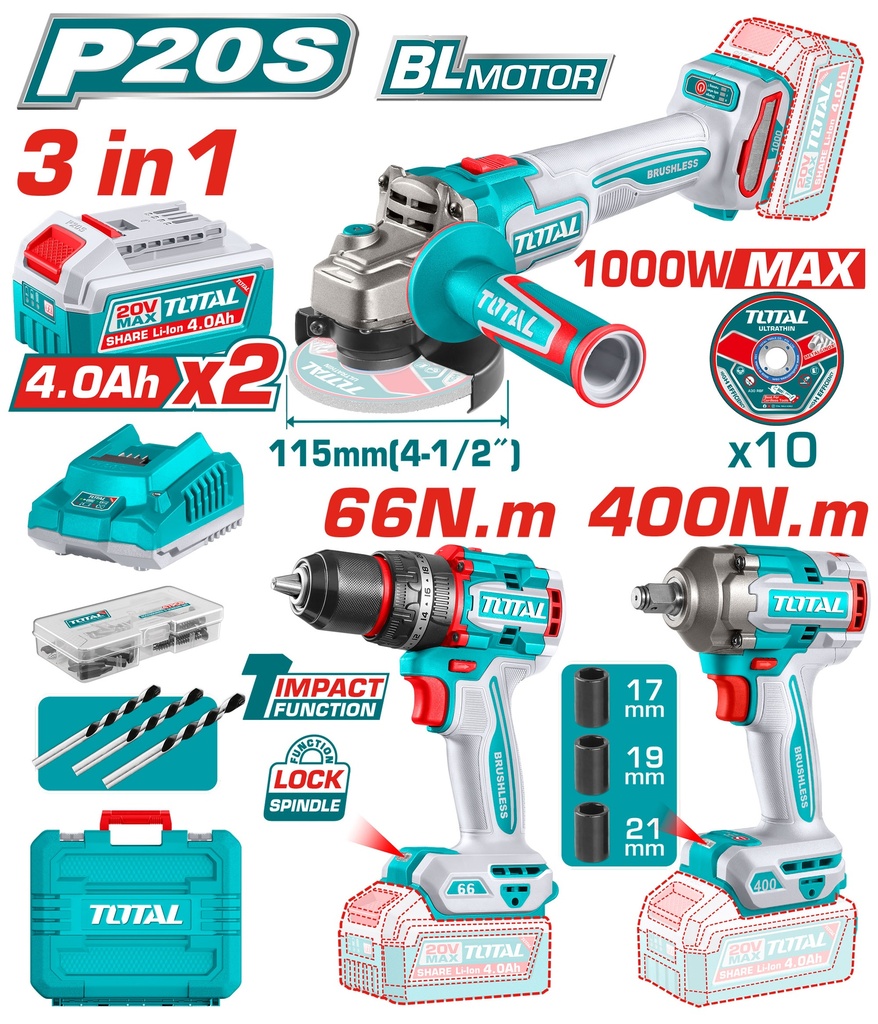 [TOSLI241291] Cordless 3 pcs combo kit