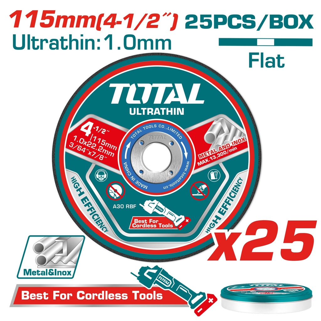 [TAC11011525] 25PCX115X1.0MM طقم ديسك قص حديد