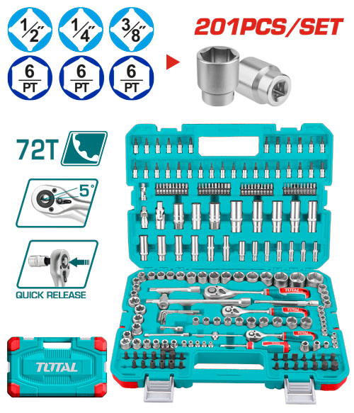201 Pcs 1/4"&3/8"&1/2" socket set