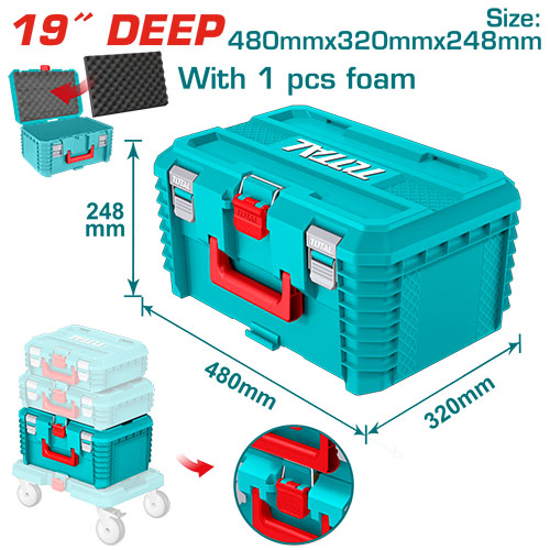 19" شنطة عدة بلاستيك تكديس غميقة