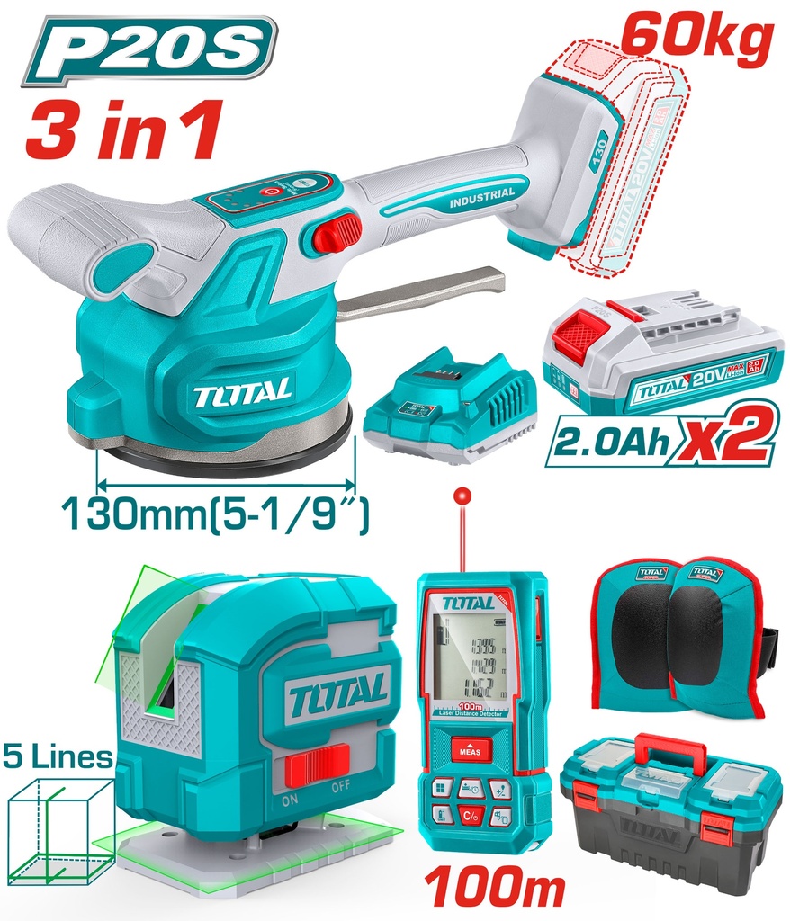[TOSLI250606] 20V مجموعة رجراج بلاط وليزر شقلة