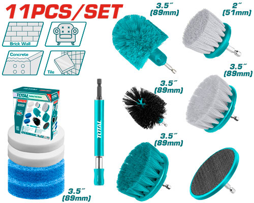 11PCS طقم فراشي تنظيف على مقدح