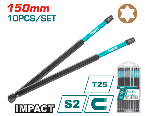 10PCS Impact  T25X150mm رأس مفك مقدح منجم