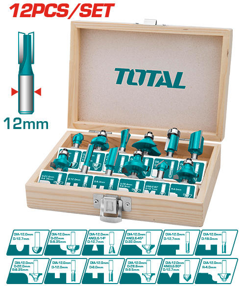 [TACSR2121] 12 Pcs 12 mm    طقم ريش راوتر