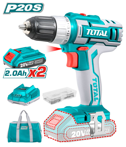 [TDLI2002] 20V 2.0Ah  مقدح بطاريتين ليثيوم شنطة صناعي (راس شد)