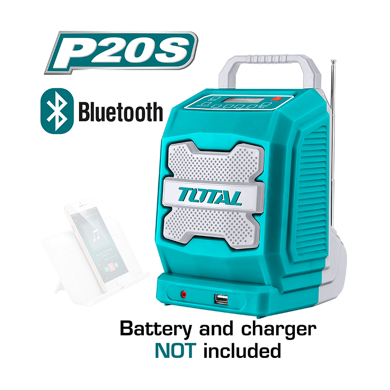 20V AUX+Bluetooth راديو عمل