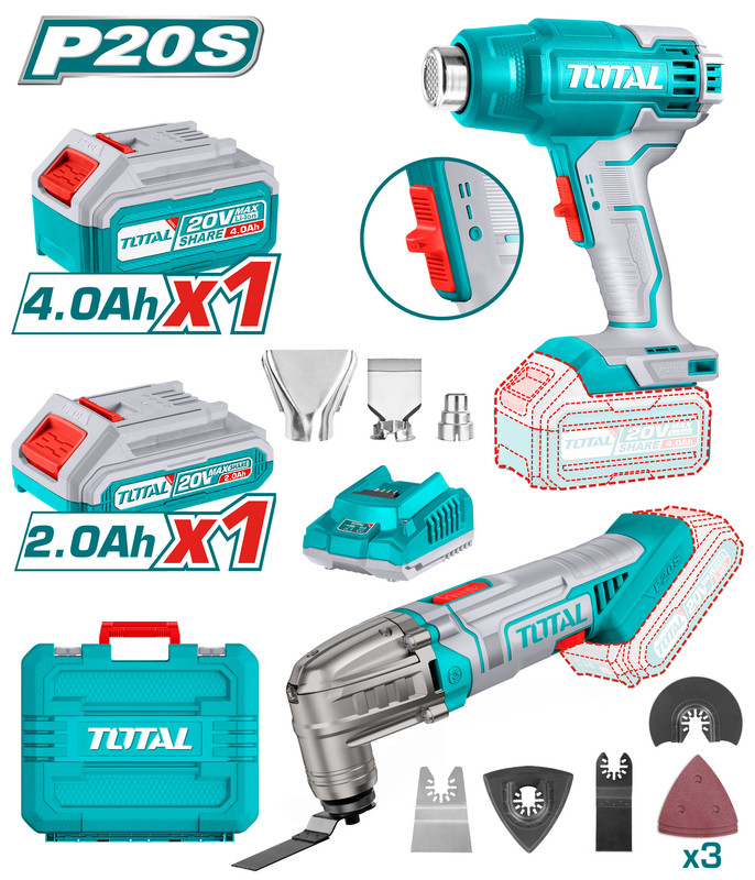 [TOSLI230705] 20V مجموعة سشوار بطارية+اداة متعددة الاستخدامات