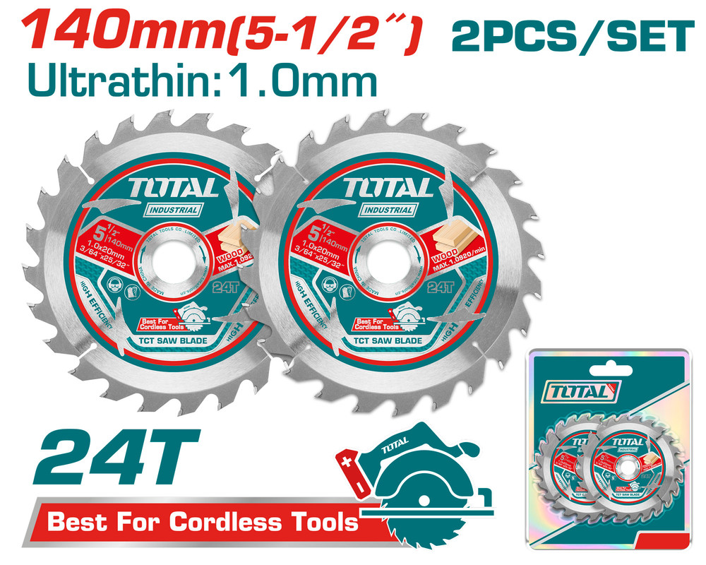 2PCS 140X20MM طقم ديسك قص خشب 24 سن