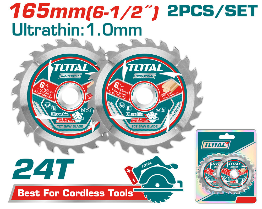 2PCS 165X20MMطقم ديسك قص خشب 24 سن