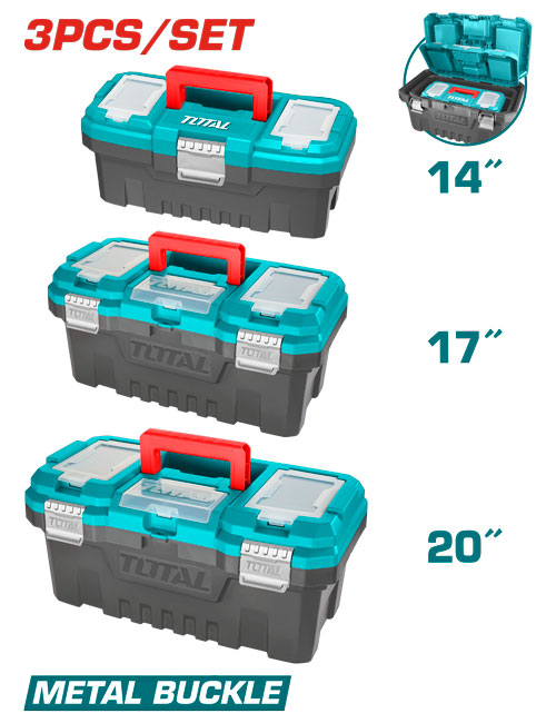3 PCS 14",17",20"-طقم شنط عدة بلاستيك-ملاقط حديد
