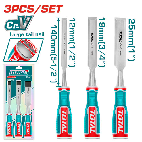 3PCS 12/19/25mm طقم ازميل نجار