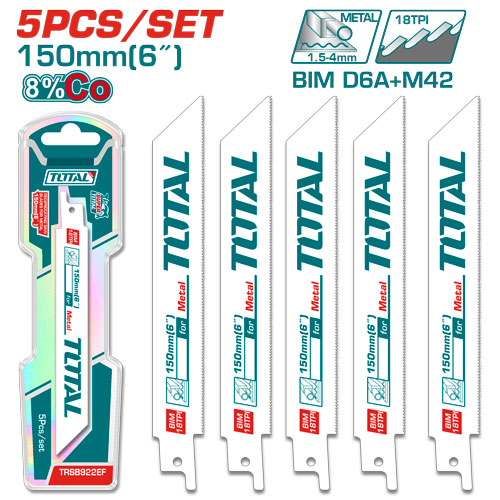 6"X5PCS طقم نسلة منشار ترددي للحديد