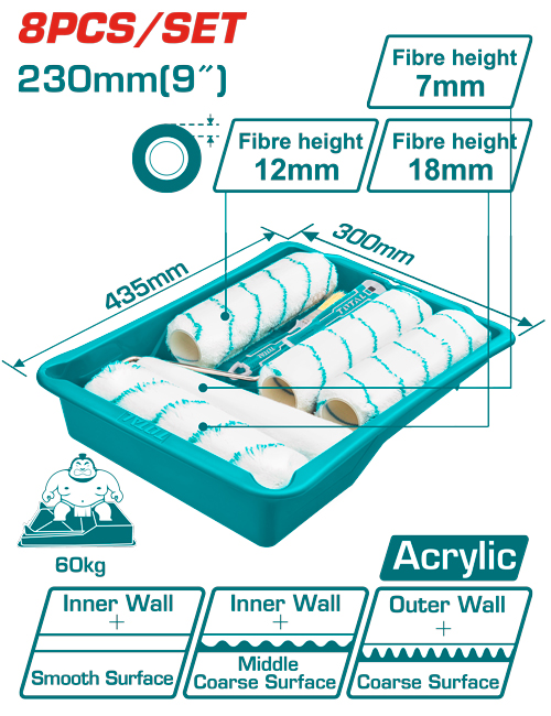8IN1 طقم رولو طرش مع صنية
