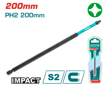 Impact  PH2X200mm رأس مفك مقدح طويل