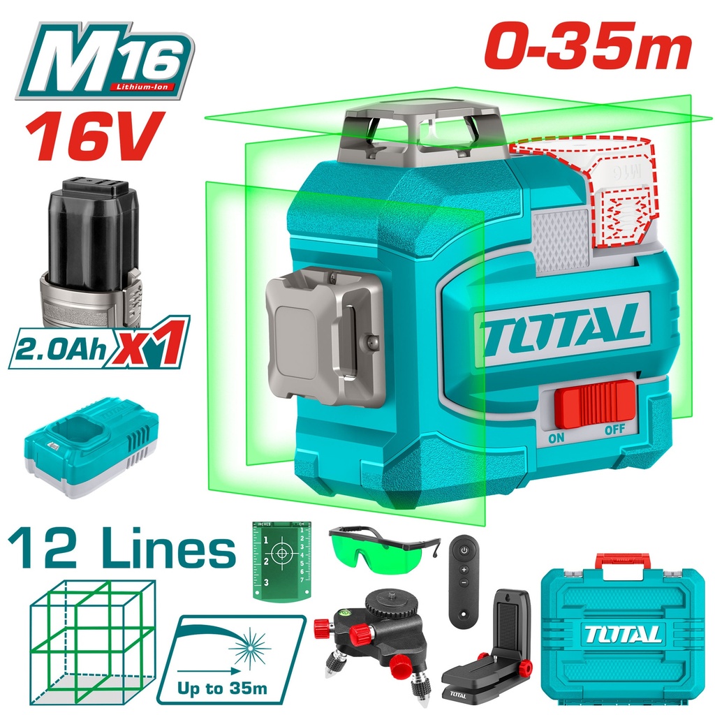 [TLL301201] 16V 3DX360° Green ليزر شقلة كل الاتجاهات+ريموت كونترول