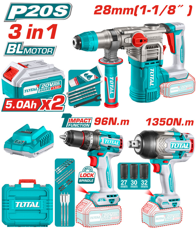 [TOSLI250281] Cordless 3 Pcs Combo Kit