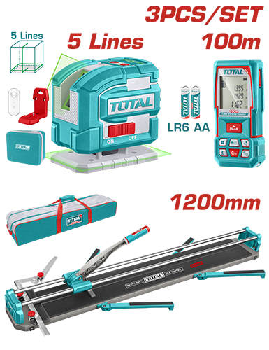 [TOS250911] مجموعة مقص بلاط+ليزر شقلة+متر ليزر