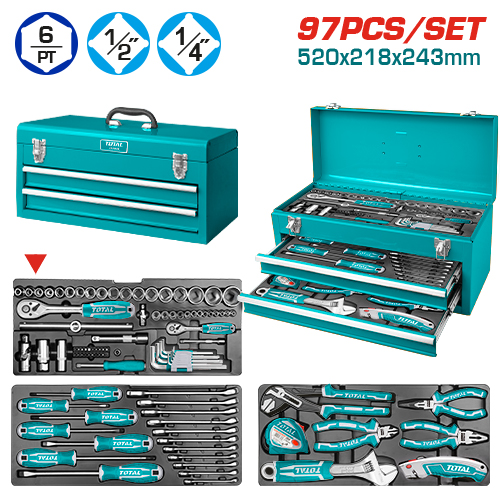 [THPTCS70971] 97 Pcs طقم شنطة عدة حديد درج