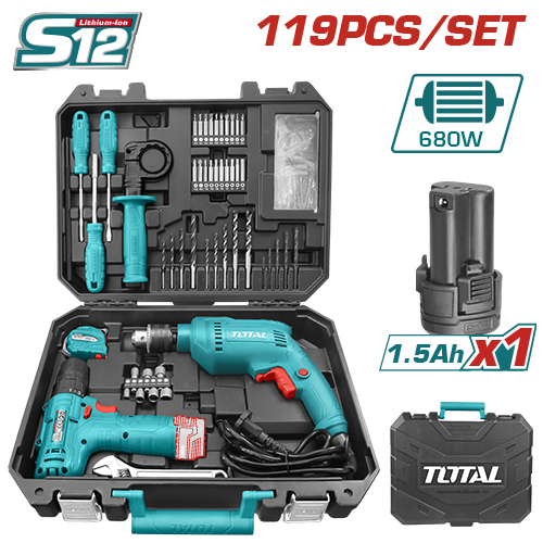 [THKTHP1192] 119 PCS طقم عدة شنطة(مقدح بطارية+مقدح كهرباء)