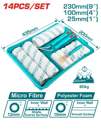 [THT862302] 14 PCS 9" طقم رول طرش مع صنية