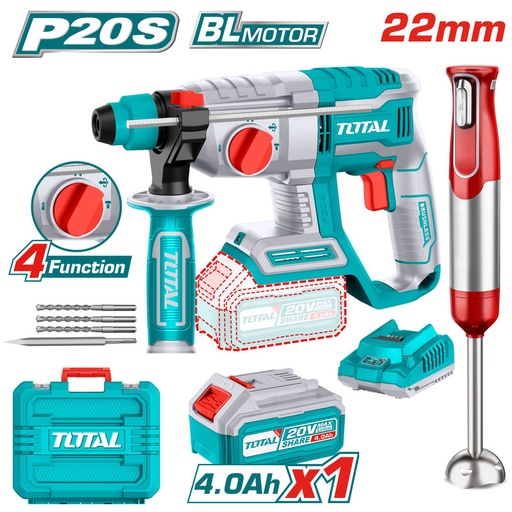 [TOSLI240208] 20VX22MM SDS مقدح برم و تكسير صناعي عالبطارية + 1بطاربة+شاحن