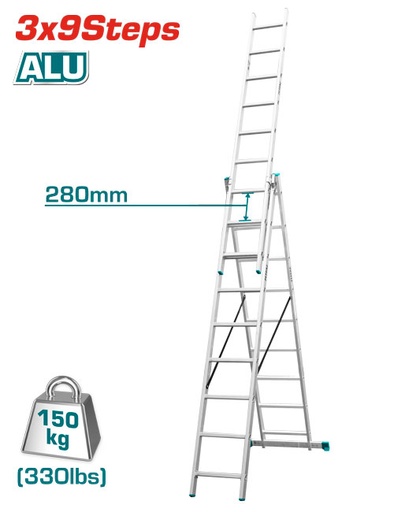 [THLAD03391] 3X9Steps سلم المنيوم سحاب