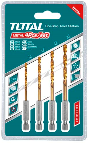 [TACSD4041] 4PCS 1/4"  طقم ريش حديد مع ادابتر