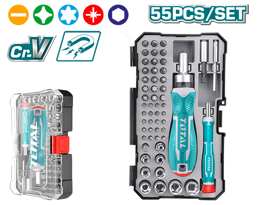 [TACSD30556] 55PCS طقم رؤوس مفكات مشكل و طرابيش