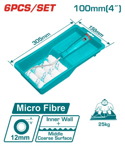 [THT811210061] 6 PCS 4" طقم رول طرش مع صنية