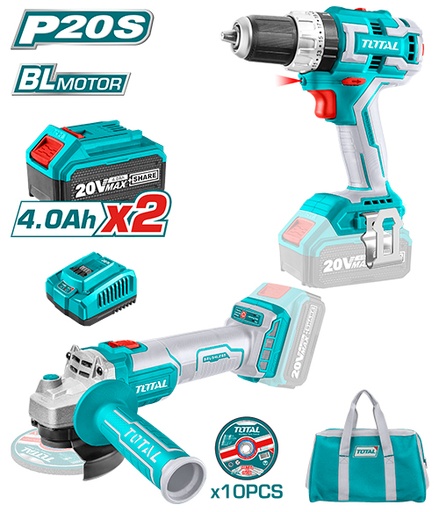 [TCKLI6015] BL 20V مجموعة صاروخ+مقدح رجراج+2 بطارية كبيرة+شاحن+طقم ديسك