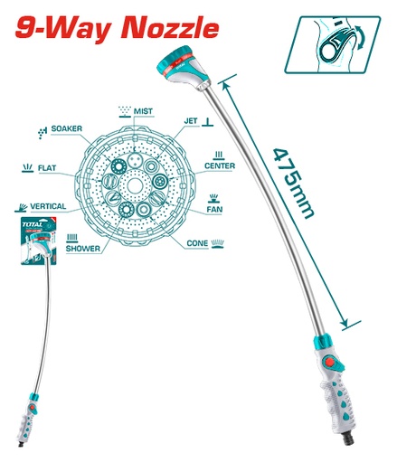 [THWW092] مرشة زراعية مسكة طويلة 9 حركات