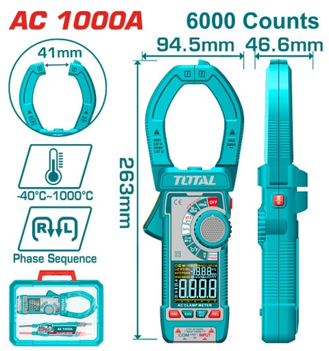 [TMT7610001] 1000A/1000V/60mF AC كلامبميتر ديجيتال