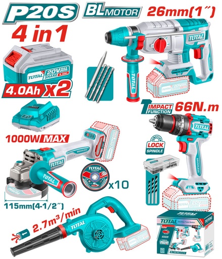 [TCKLI2502101] 20V مجموعة 4 قطع