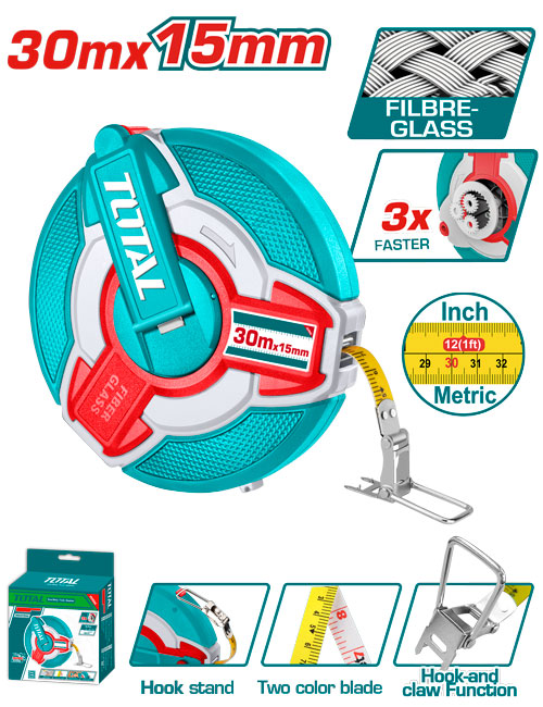30MX15MM مازورة كيل فيبر