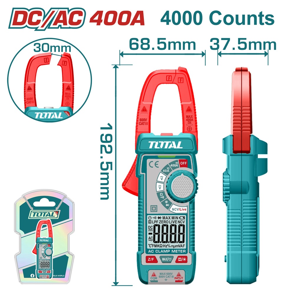 400A/600V/4mF  AC/DC كلامبميتر ديجيتال