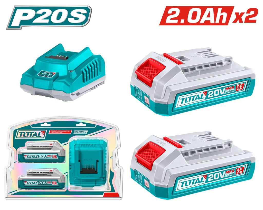 20VX2X2.0AH مجموعة بطاريات مع شاحن