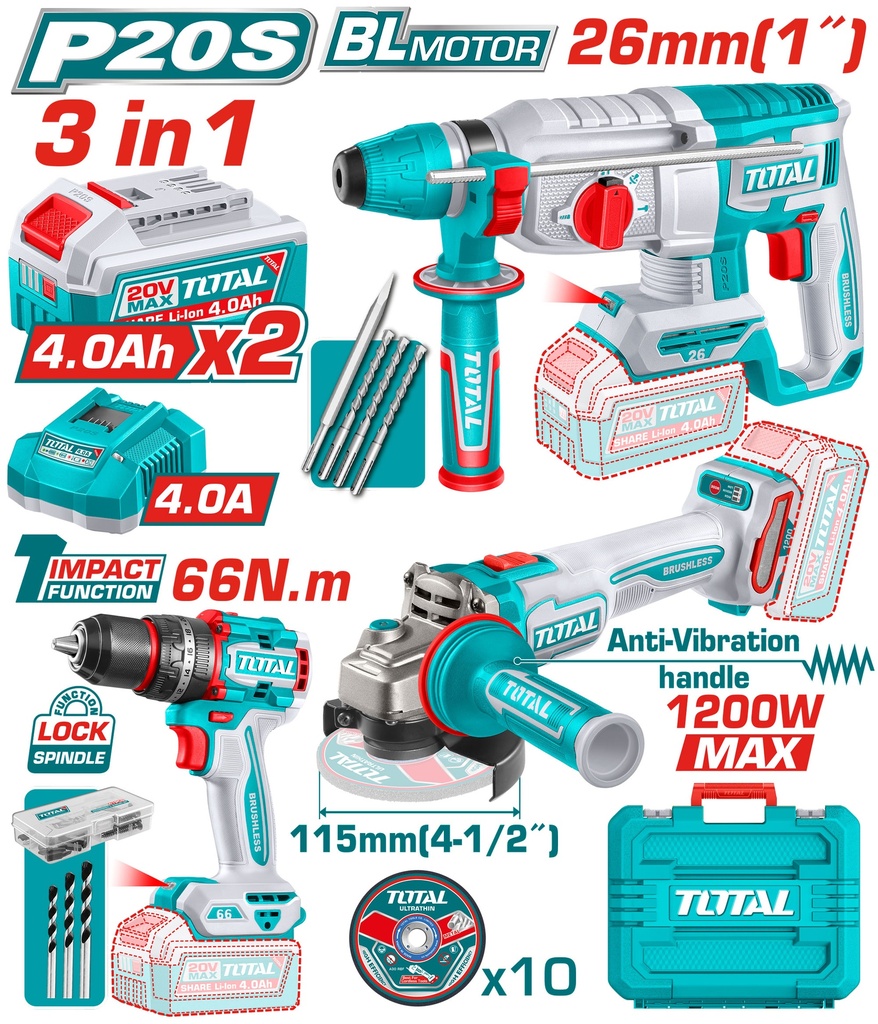 20VX3PCS مجموعة عدة عالبطارية