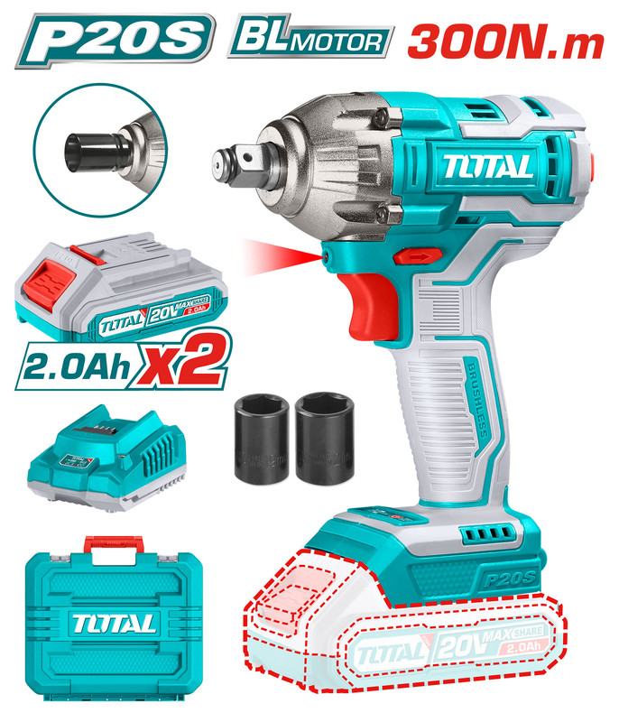 1/2'' 20V x 2 Battery فرد شد طربوش على البطارية