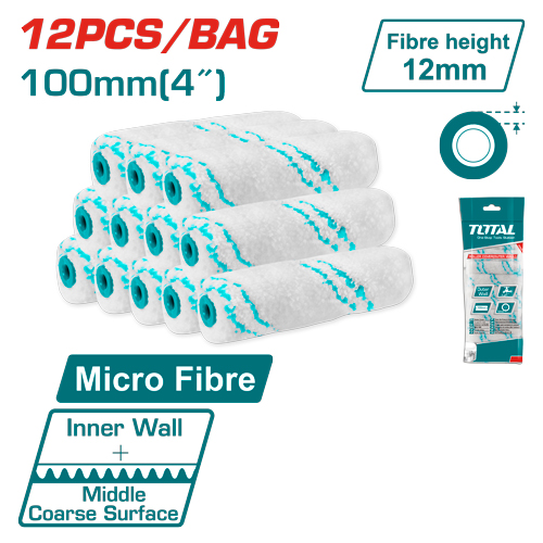 12PCS MicroFibre 4"طقم خرطوشة رول