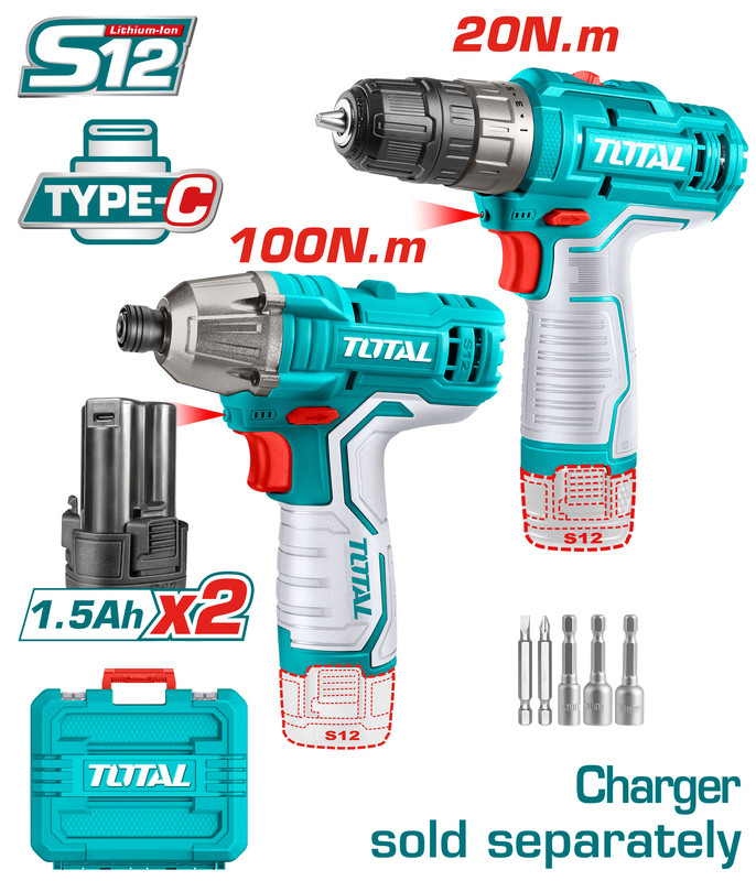 12V مجموعة مقدح بطارية+فرد شد براغي تورك