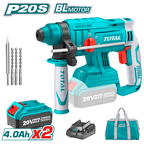 20V SDS مقدح برم و تكسير عالبطارية + 2بطارية+شاحن