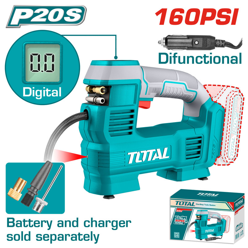 20V-160PSI منفخ دواليب مع شاشة عابطارية