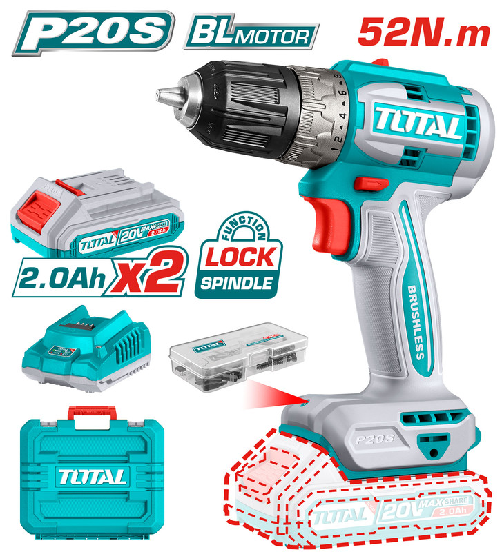 20Vx2Bx10M BRUSHLESS مقدح بطاريتين شنطة بلاستيك صناعي