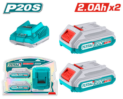 20VX2X2.0AH مجموعة بطاريات مع شاحن