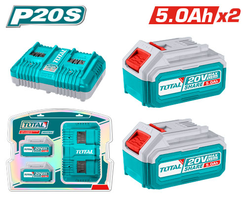 20VX2X5.0AH مجموعة بطاريات مع شاحن مجوز