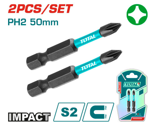 2PCS Impact  PH2X50mm طقم رأس مفك مقدح وسط