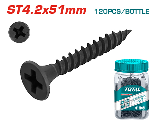 4.2X51mm 120pcs علبة براغي اسود سن ناعم