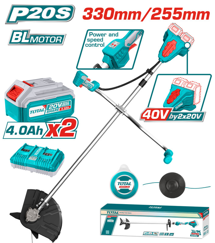 40Vx4.0Ah Brushless مكنة قص و تشحيل عالبطارية صناعية