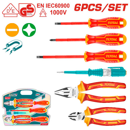 6 Pcs طقم بانسات و مفكات براغي معزول